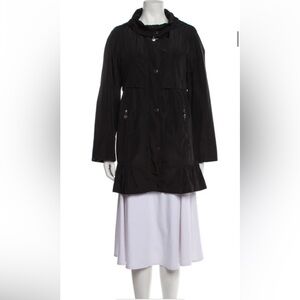 Betsy Johnson Black Funnel Neck Trench Raincoat Jacket Zip Up Size Medium